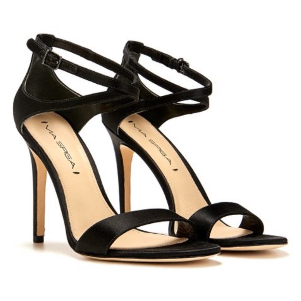 NIB Black Sky High Stiletto Heel Open Toe Sandal - Picture 8 of 8